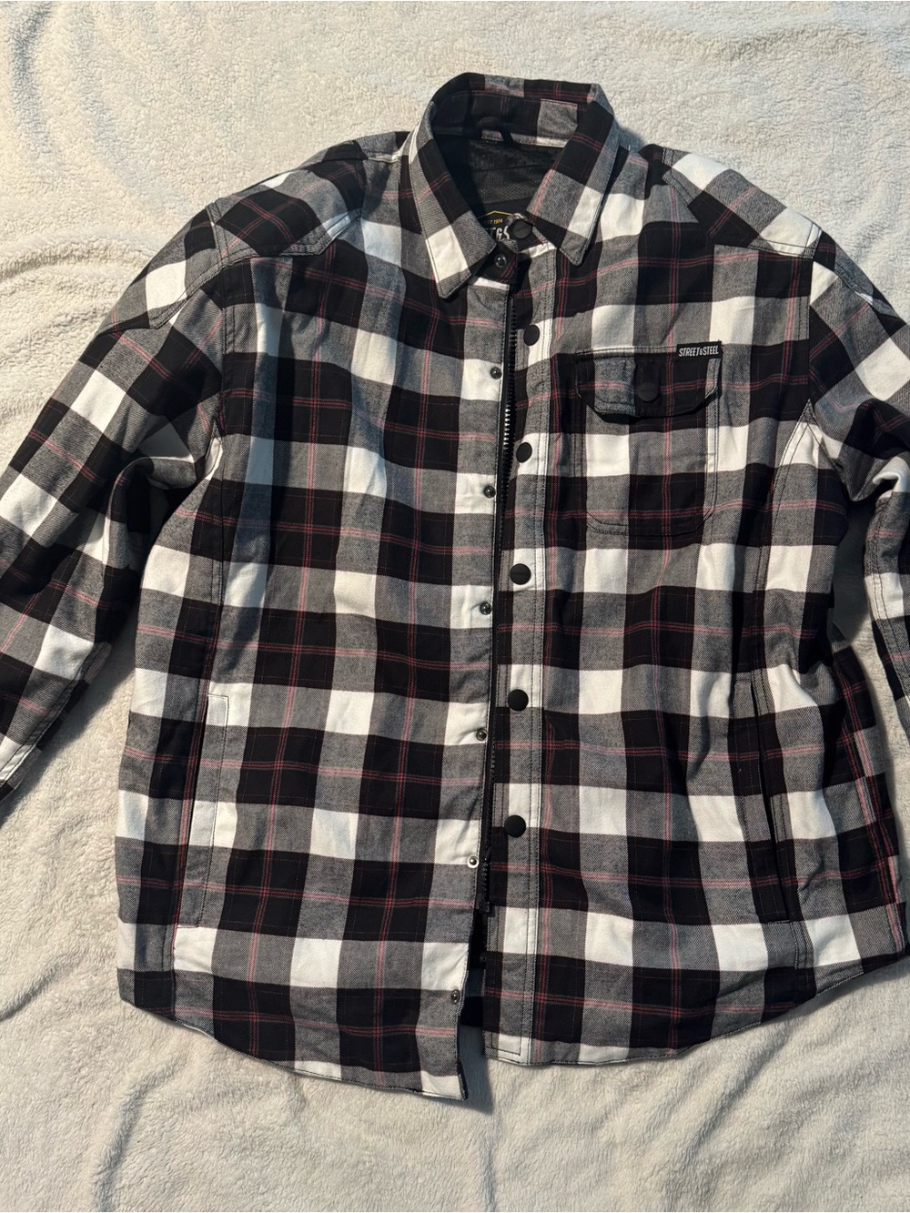 Street and Steel Men's Lightweight Armored Flannel Motorcycle Shirt Jacket - Picture 3 of 4